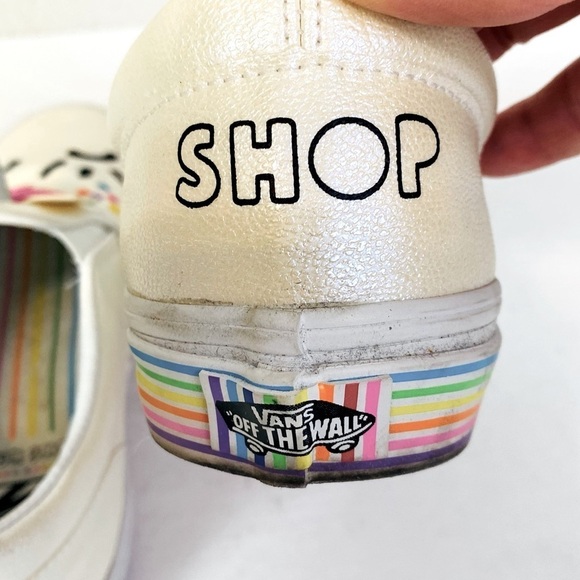 Vans x Flour Shop Leather Rainbow Unicorn Slip On Sneakers Size 5 - Picture 6 of 10